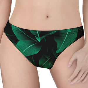 Natural Green Leaf Print Women's Thong