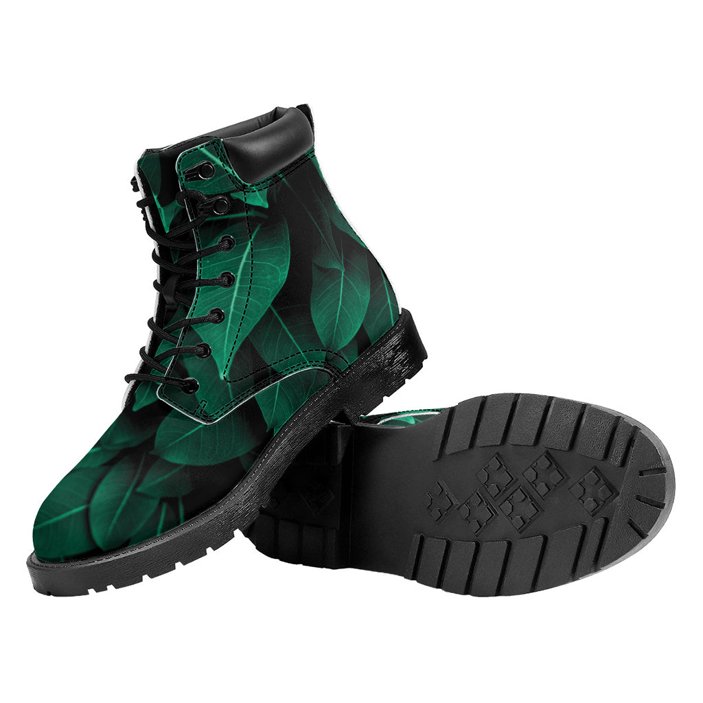 Natural Green Leaf Print Work Boots