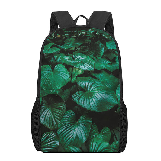 Natural Tropical Leaf Print 17 Inch Backpack