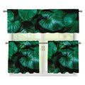Natural Tropical Leaf Print 3 Piece Kitchen Curtains