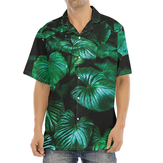 Natural Tropical Leaf Print Aloha Shirt