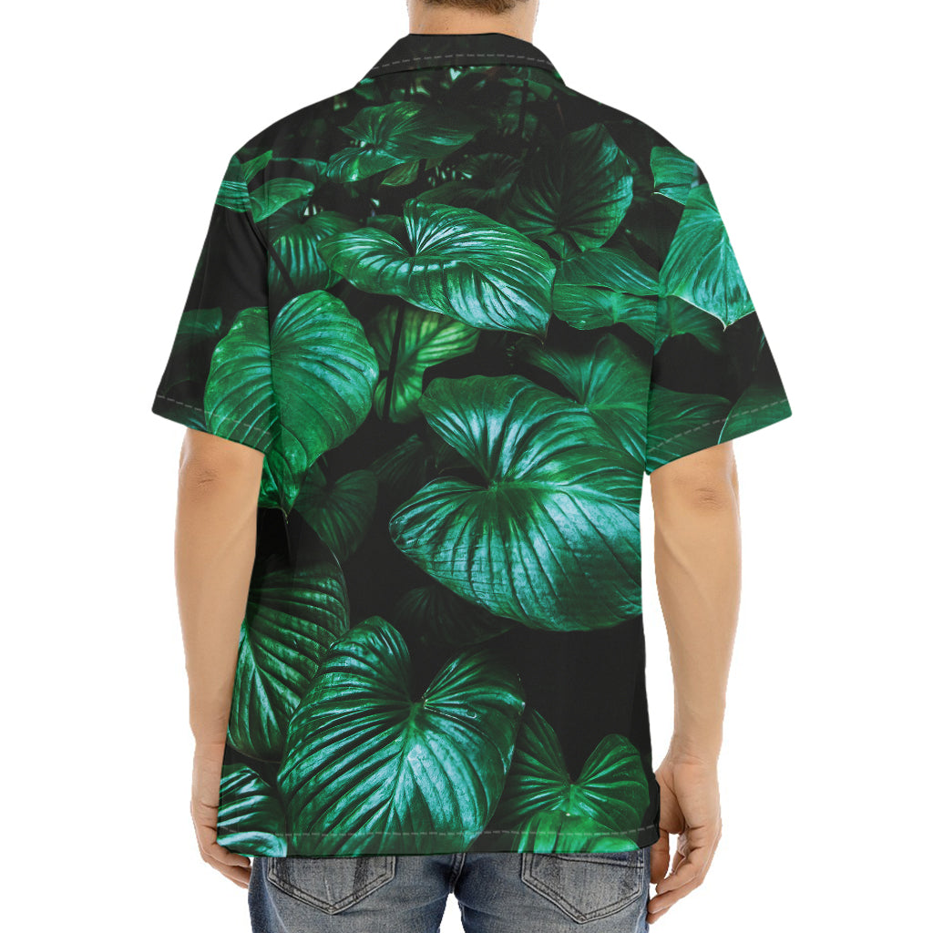 Natural Tropical Leaf Print Aloha Shirt