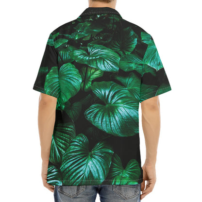 Natural Tropical Leaf Print Aloha Shirt