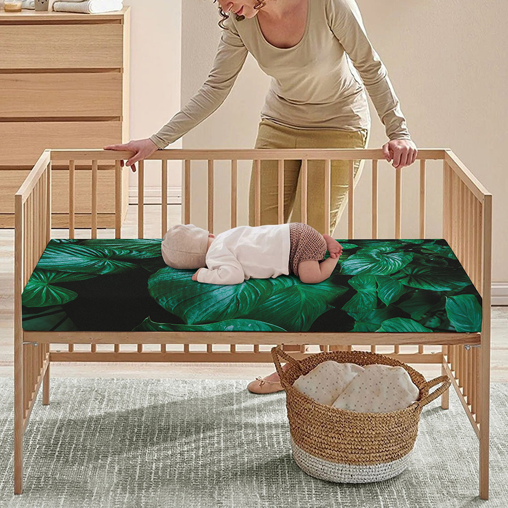 Natural Tropical Leaf Print Baby Crib Sheet