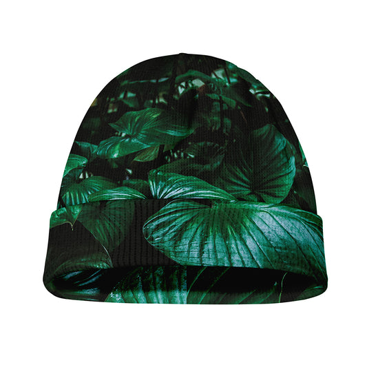 Natural Tropical Leaf Print Beanie