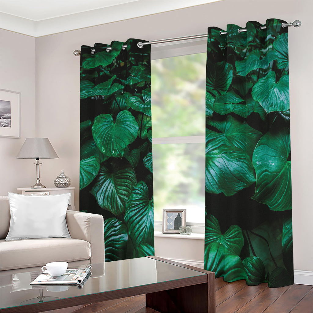 Natural Tropical Leaf Print Blackout Grommet Curtains