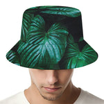Natural Tropical Leaf Print Bucket Hat