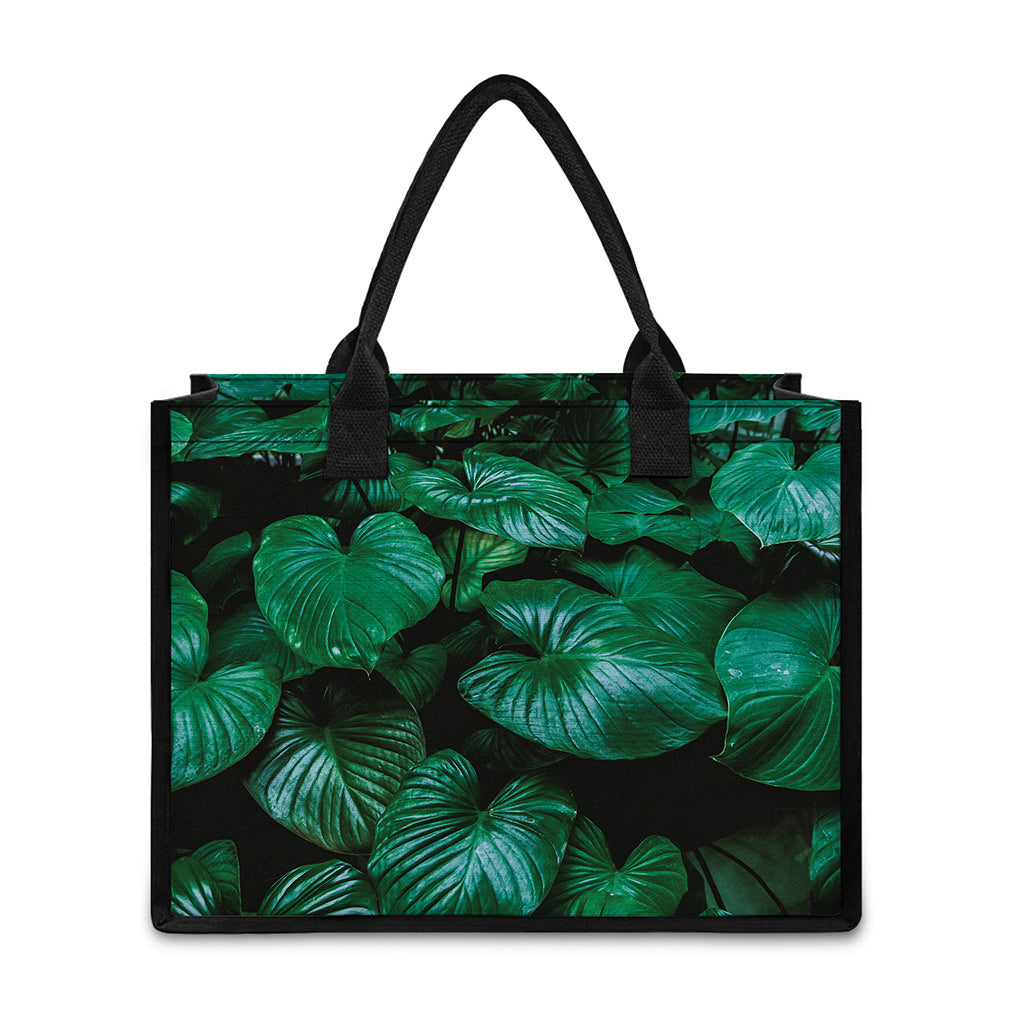 Natural Tropical Leaf Print Canvas Tote Bag