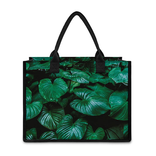 Natural Tropical Leaf Print Canvas Tote Bag