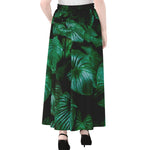 Natural Tropical Leaf Print Chiffon Maxi Skirt