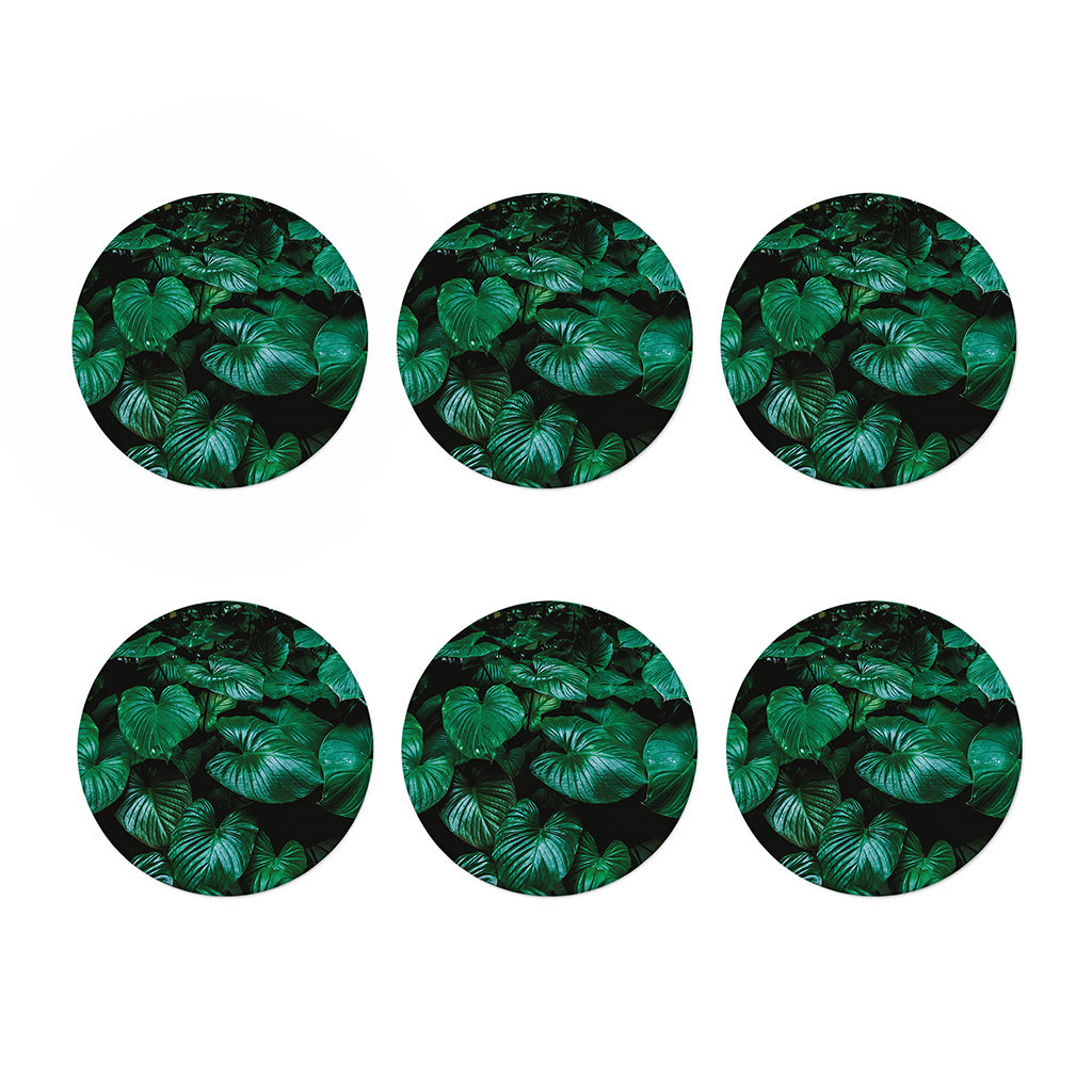 Natural Tropical Leaf Print Coaster Set