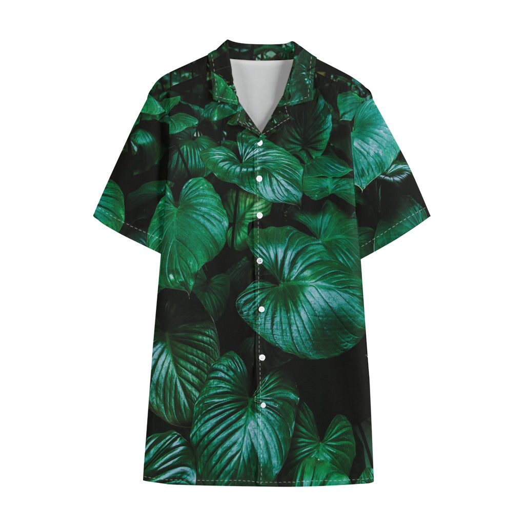 Natural Tropical Leaf Print Cotton Hawaiian Shirt