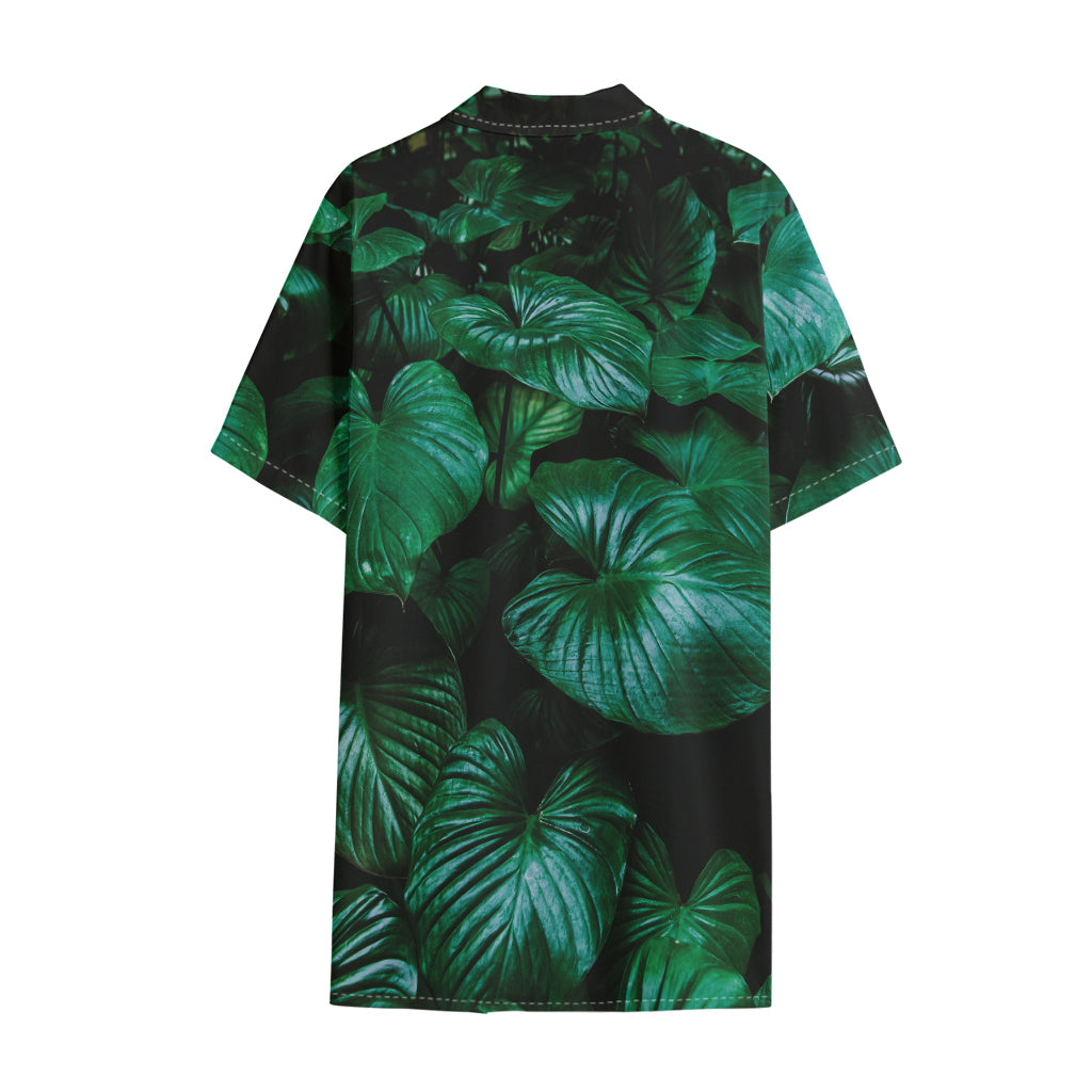 Natural Tropical Leaf Print Cotton Hawaiian Shirt