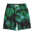 Natural Tropical Leaf Print Cotton Shorts
