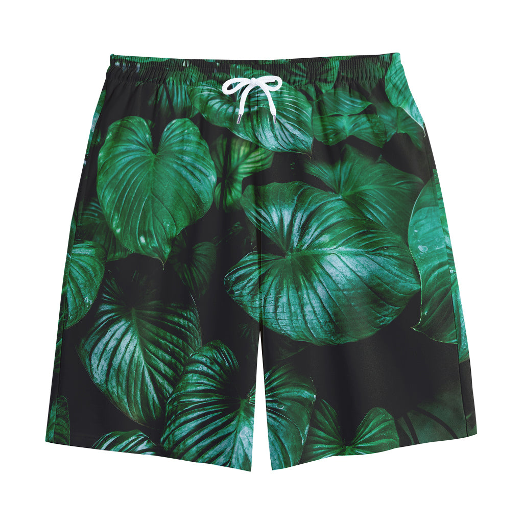 Natural Tropical Leaf Print Cotton Shorts