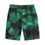 Natural Tropical Leaf Print Cotton Shorts