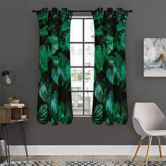 Natural Tropical Leaf Print Curtain