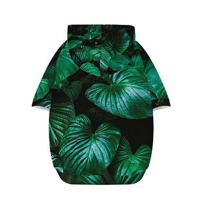 Natural Tropical Leaf Print Dog Zip Up Hoodie