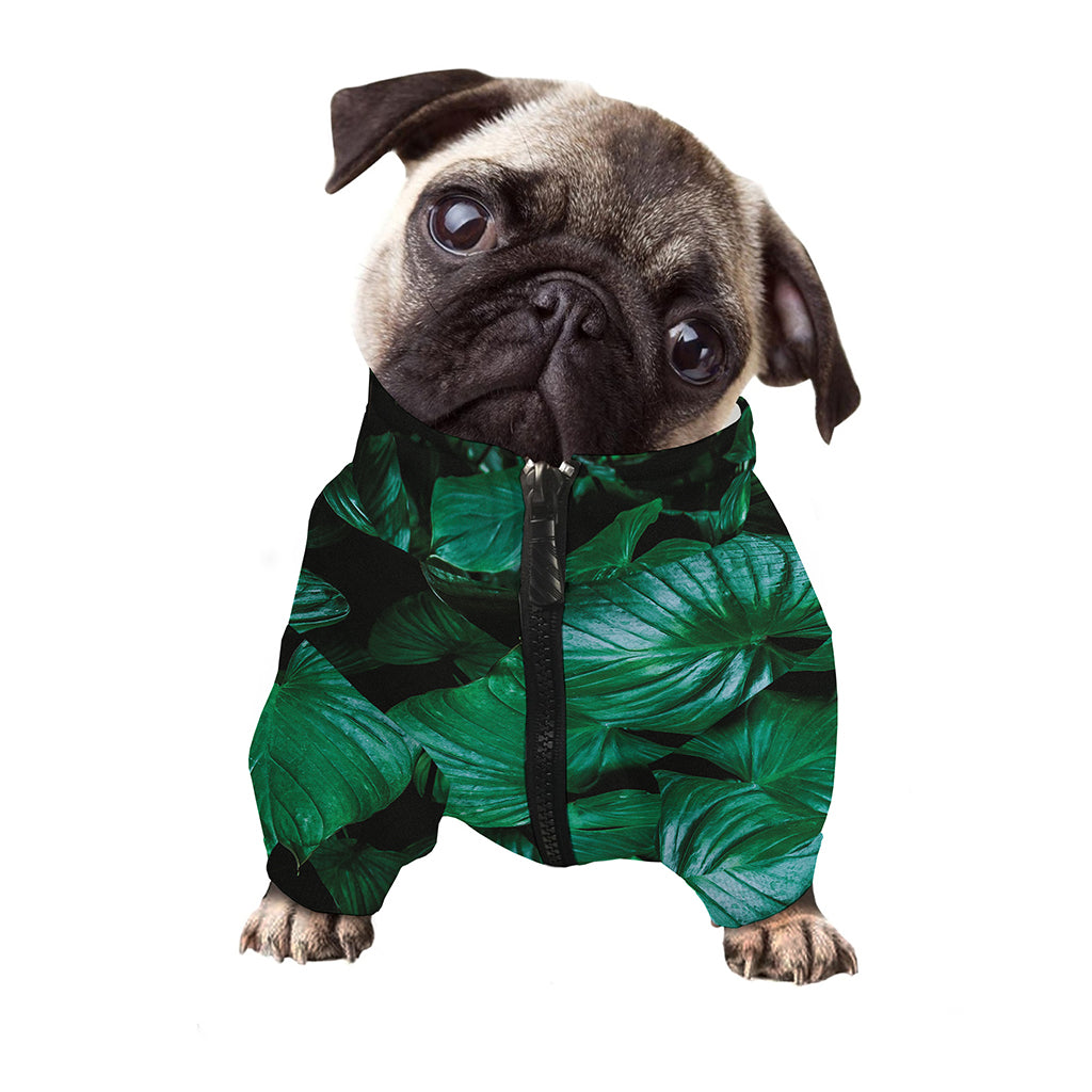 Natural Tropical Leaf Print Dog Zip Up Jacket