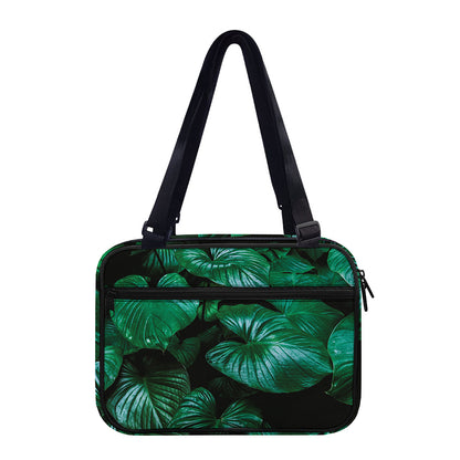 Natural Tropical Leaf Print Double Strap Bible Bag