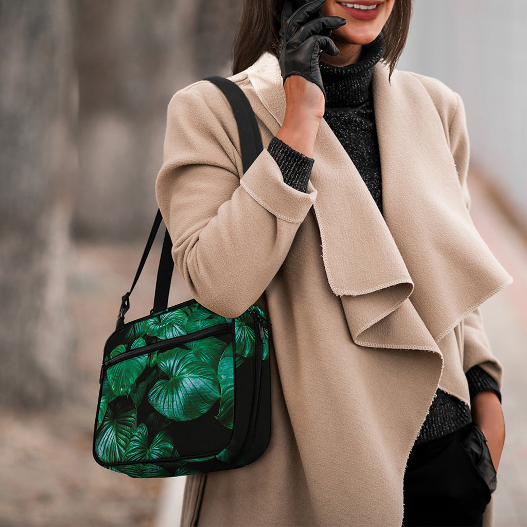 Natural Tropical Leaf Print Double Strap Bible Bag