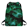 Natural Tropical Leaf Print Drawstring Backpack