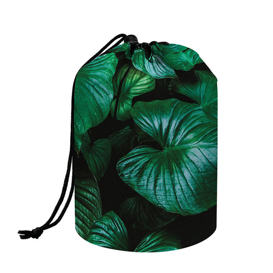 Natural Tropical Leaf Print Drawstring Makeup Bag