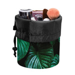 Natural Tropical Leaf Print Drawstring Makeup Bag