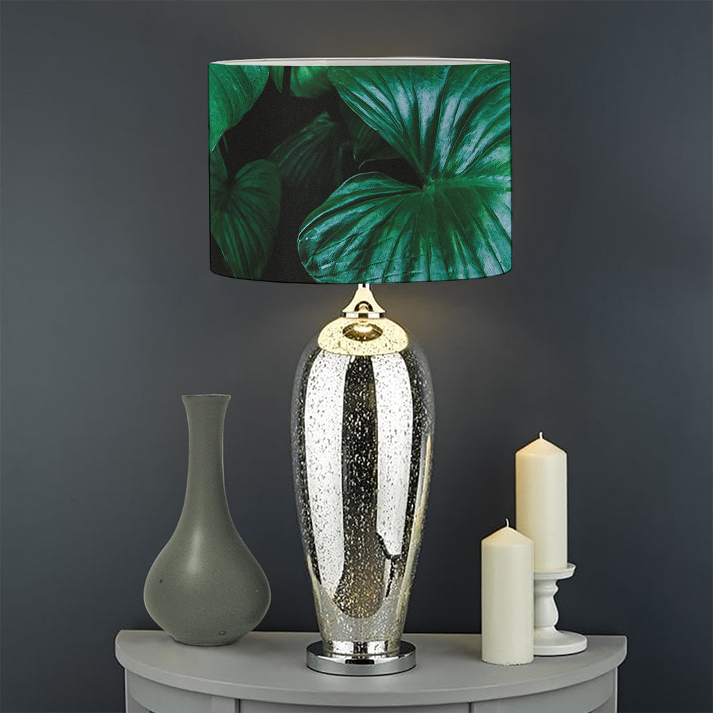 Natural Tropical Leaf Print Drum Lamp Shade