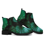 Natural Tropical Leaf Print Flat Ankle Boots