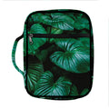 Natural Tropical Leaf Print Front Pocket Bible Bag