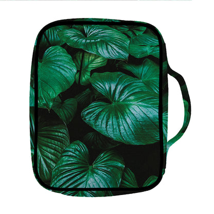 Natural Tropical Leaf Print Front Pocket Bible Bag