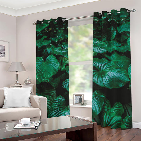 Natural Tropical Leaf Print Grommet Curtains