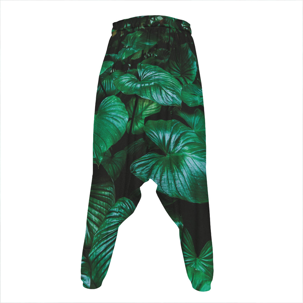 Natural Tropical Leaf Print Hammer Pants