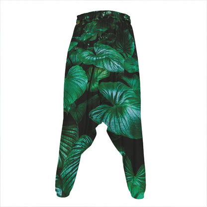 Natural Tropical Leaf Print Hammer Pants