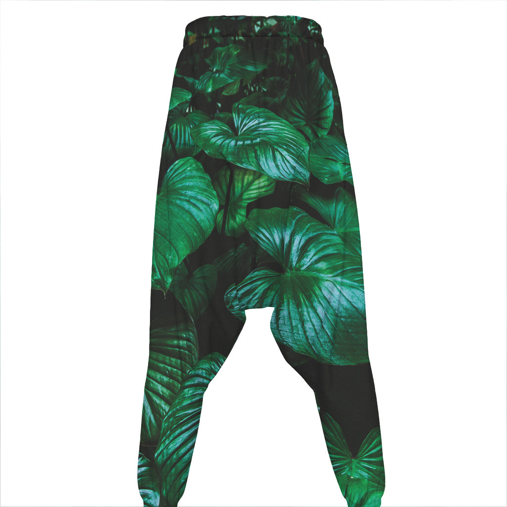 Natural Tropical Leaf Print Hammer Pants