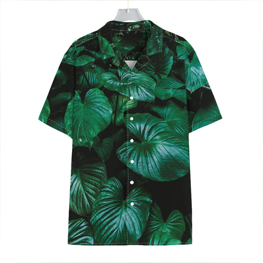 Natural Tropical Leaf Print Hawaiian Shirt