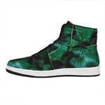Natural Tropical Leaf Print High Top Leather Sneakers