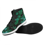 Natural Tropical Leaf Print High Top Leather Sneakers
