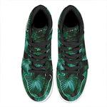 Natural Tropical Leaf Print High Top Leather Sneakers