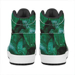 Natural Tropical Leaf Print High Top Leather Sneakers