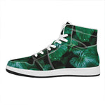 Natural Tropical Leaf Print High Top Leather Sneakers