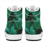 Natural Tropical Leaf Print High Top Leather Sneakers