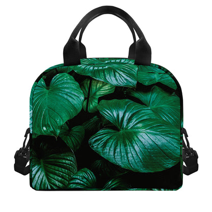 Natural Tropical Leaf Print Insulated Lunch Bag