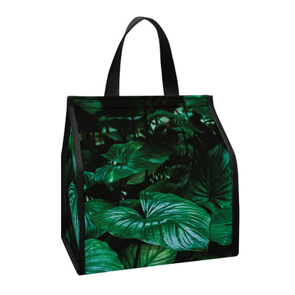 Natural Tropical Leaf Print Insulated Lunch Tote