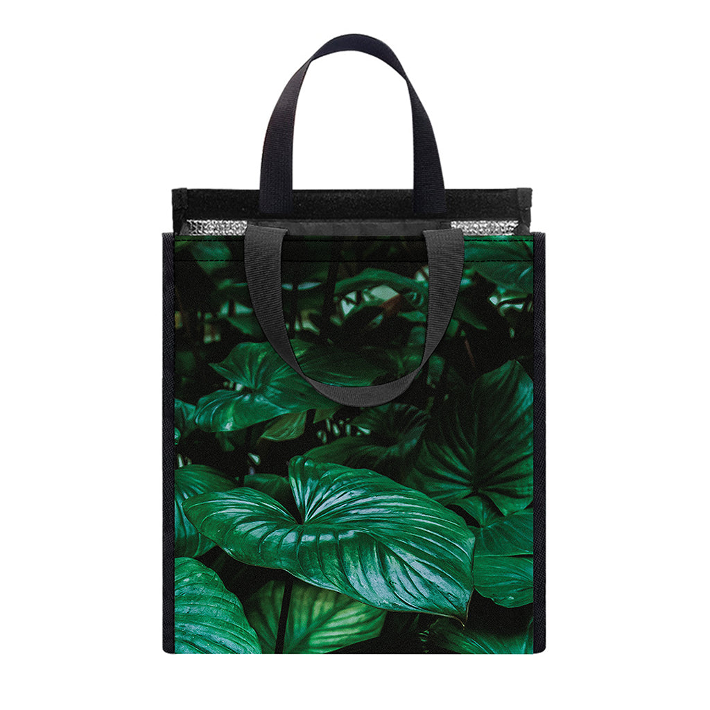 Natural Tropical Leaf Print Insulated Lunch Tote