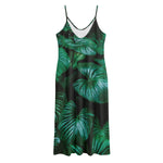Natural Tropical Leaf Print Jersey Midi Cami Dress
