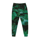 Natural Tropical Leaf Print Jogger Pants