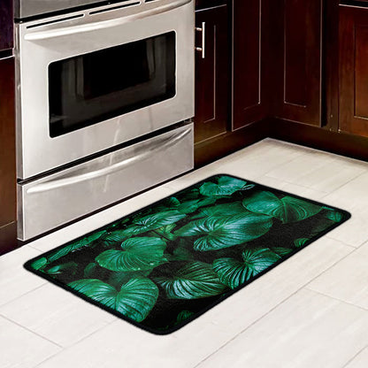 Natural Tropical Leaf Print Kitchen Mat