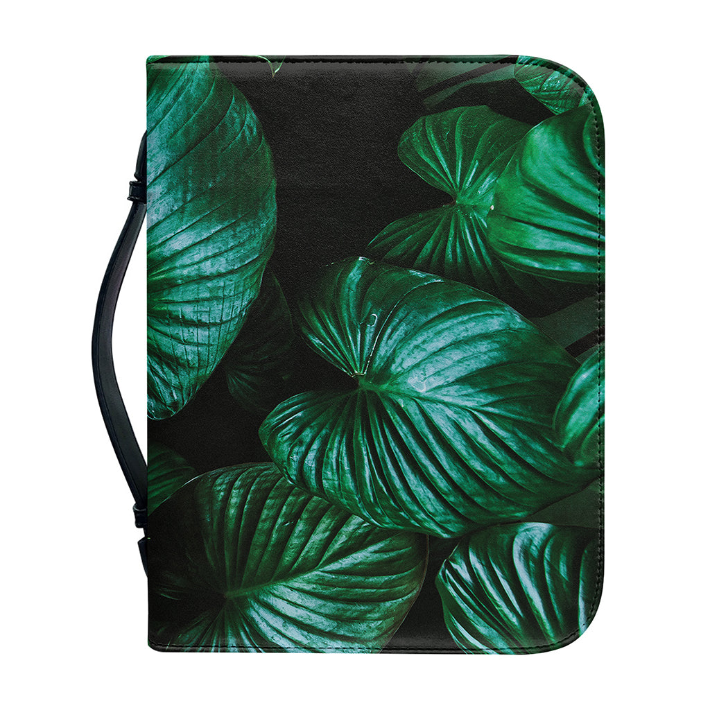 Natural Tropical Leaf Print Leather Bible Cover